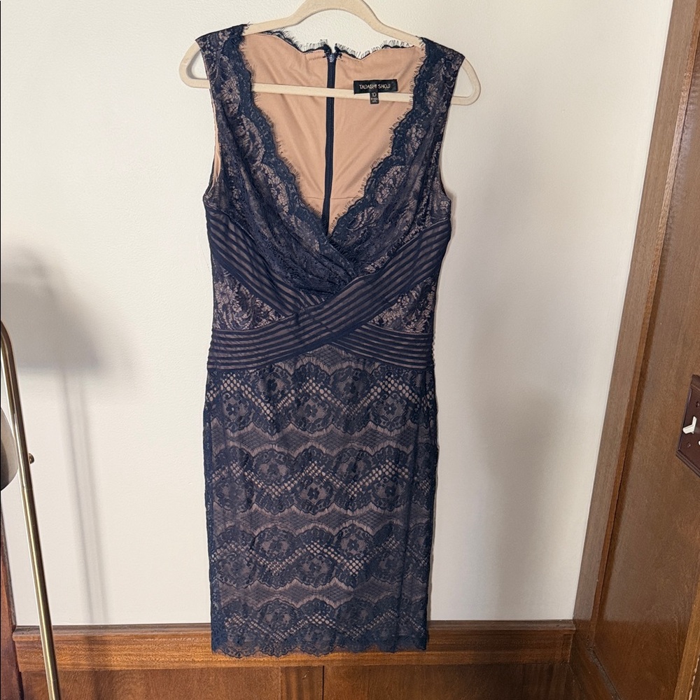 Tadashi Shoji Navy Lace Midi Dress